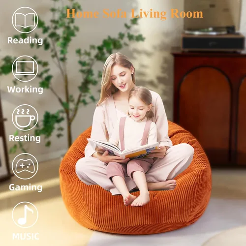 Vista 6 de ZhenLives Funda para puf de almacenamiento de animales de peluche, solo funda (sin relleno), organizador de juguetes de pana, para asiento con cojín