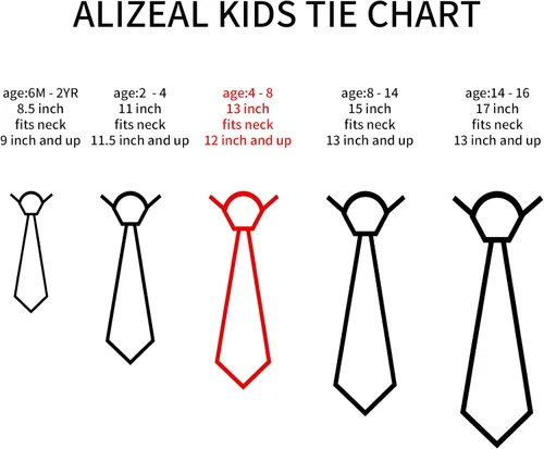 Vista 6 de Alizeal Corbatas ajustadas con cremallera de 2.4 pulgadas preatadas de color sólido para niños