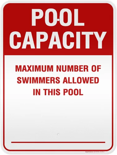 Vista 12 de Número máximo de nadadores permitidos en este cartel de piscina, 7 x 10 pulgadas, libre de óxido, aluminio 040, resistente a la decoloración