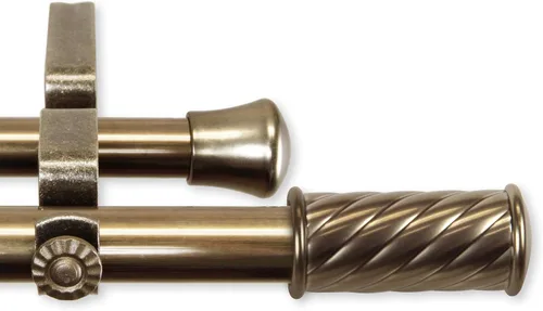 Vista 3 de Rod Desyne Grip 3/4 pulgadas de diámetro 28-48 "-Juego de cortineros dobles de latón antiguo