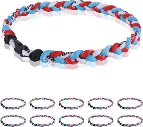 Vista 16 de Paquete de 12 Collares de Béisbol de 18 Pulgadas, Regalo de Equipo para Fanáticos de Béisbol, Diseño de Cuerda Tornado de Titanio Triple Trenzado