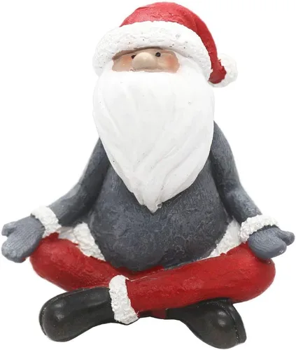 Vista 2 de Estatua de gnomos de yoga de Navidad, meditación de Buda zen, figuras de gnomo de Papá Noel, pequeña estatua de gnomo de Navidad, adorno