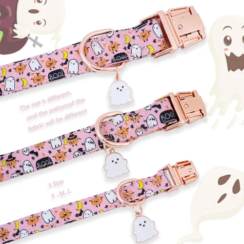 Vista 4 de Collar de perro con moño de Halloween de Faygarsle para otoño, collar elegante y bonito para perros pequeños, medianos y grandes, collar de algodón