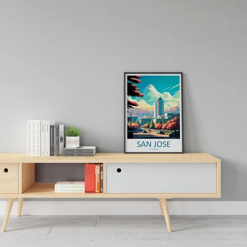 Vista 4 de San José - Póster de pared para colgar en la pared, decoración del hogar, San José amantes del arte de California, póster de San José, póster
