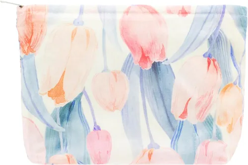 Vista 64 de Pazimiik Bolsa de maquillaje floral, grande, de algodón, con cremallera para bolsa de viaje, organizador de maquillaje de lona para mujeres