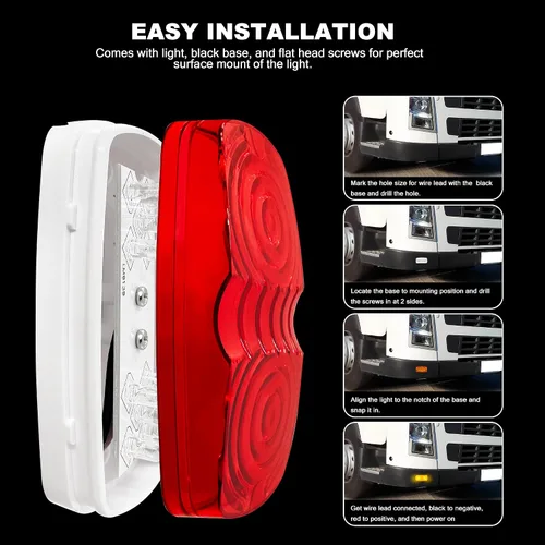 Vista 6 de 8 luces LED de 12 V para remolque, 10 luces LED de marcador lateral, luz doble de diana de liquidación, luces indicadoras impermeables para Ámbar