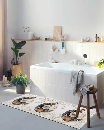 Vista 4 de Lujosa alfombra de baño de calabazas para bañera, antideslizante, de secado rápido y absorbente, de tierra de diatomeas, tapete de cocina, tapete