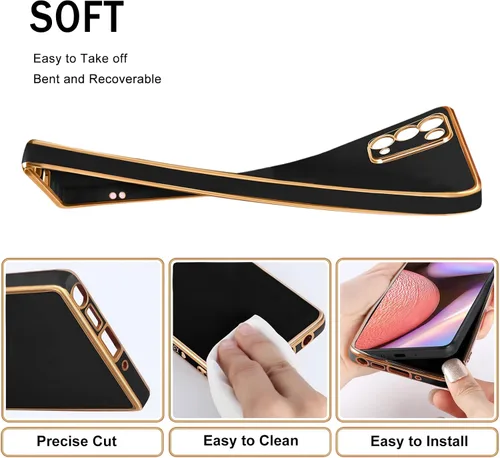 Vista 5 de Funda diseñada para Galaxy Note 20, borde dorado chapado para funda de TPU suave, protección a prueba de golpes, flexible, Samsung Galaxy Note 20