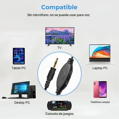 Vista 6 de Auriculares de TV con cable largo para personas mayores con control