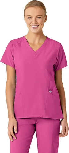 Vista 27 de Uniformes Médicos Wink para Mujer, W123, Blusas Estilizadas con Cuello en V y 5 Bolsillos Negro