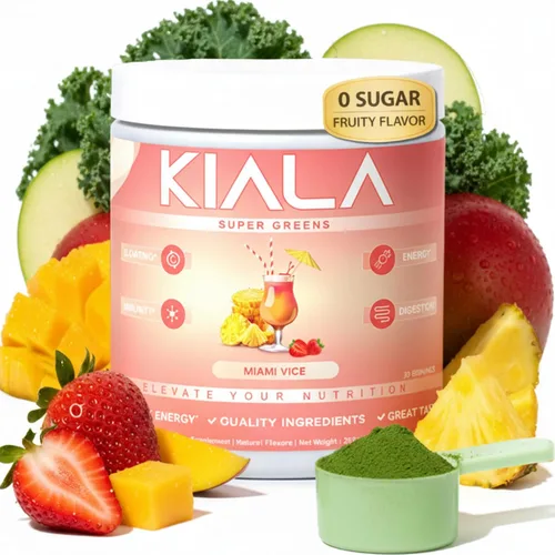 Vista 12 de Kiala Nutrition Super Greens, Polvo de vegetales orgánicos con espirulina y clorella para la digestión, salud intestinal, inmunidad, energía, sin