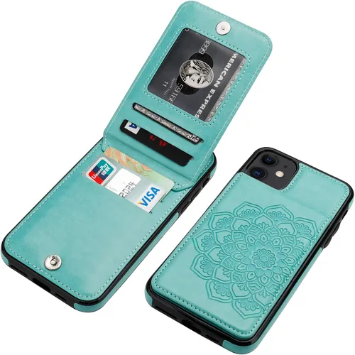 Vista 13 de Vaburs Funda compatible con iPhone 11 con tarjetero de crédito, diseño de guepardo de leopardo negro, cierre magnético de piel sintética de primera