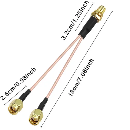 Vista 2 de XMSJSIY SMA Y cable divisor SMA hembra a doble macho coaxial RG316