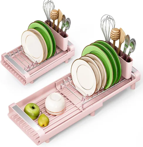 Vista 13 de [Usado] TOOLF Escurridor de platos pequeño, mini escurridor compacto expandible, escurridor de platos delgado y extensible de acero inoxidable