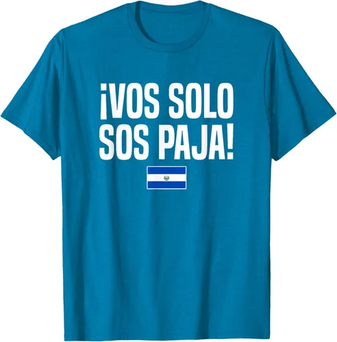 Vista 10 de Camiseta Vos Solo Sos Paja Salvadoran Slang Bandera de El Salvador, Negro