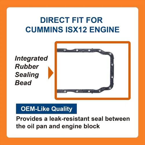 Vista 3 de BTS-4975069 Junta de cárter de aceite, compatible con motor Cummins ISX12, repuesto del mercado de accesorios para OEM 4975069, Junta de Cárter