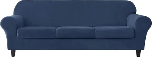Vista 17 de CONRUSER Funda elástica para sofá, funda de terciopelo suave para sofá de un solo asiento con funda de cojín, protector de muebles (beige, talla S)