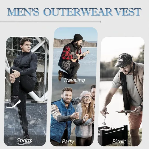 Vista 6 de CROYEE Chaleco acolchado de invierno para hombre con forro de piel suave, sin mangas
