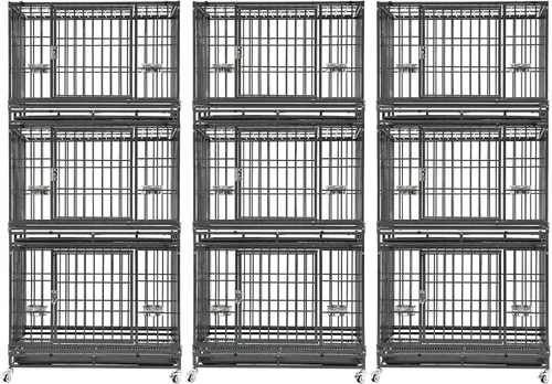 Vista 13 de Homey Pet Jaula apilable resistente de 37 pulgadas con ruedas para perros