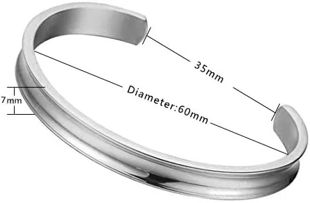 Vista 2 de Zuo Bao Stainless Steel Bracelet Grooved Cuff Bangle for Women Girls