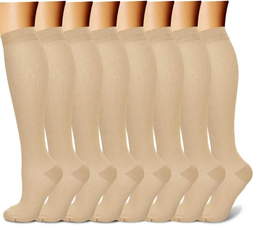 Vista 27 de CHARMKING Calcetines de compresión para mujeres y hombres para circulación (8 pares) 15-20 mmHg, mejor soporte para ciclismo atlético