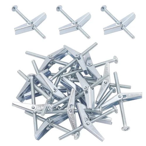 Vista 9 de HELIFOUNER 10 anclajes de palanca de 1/4 de pulgada para paneles de yeso, pernos de anclaje, anclajes para paneles de yeso, tornillos con anclajes