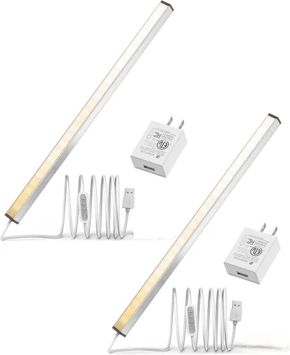 Vista 9 de ASOKO Iluminación LED regulable con sensor de movimiento, 14.5 pulgadas, enchufe USB para debajo del escritorio, con 3 cambios