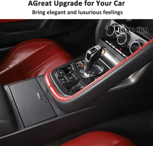 Vista 5 de Adhesivo suave de fibra de carbono para el interior del automóvil para Jaguar F-Type 2013-2026 Cubierta de la consola central (estilo B, negro)