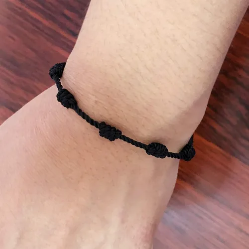 Vista 5 de YouU Juego de 5 pulseras de cruz rosario hechas a mano, pulseras decenarios