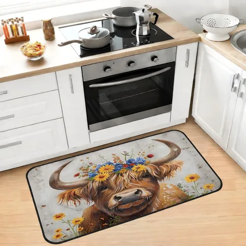 Vista 46 de Tapete de cocina de gallo de granja, antideslizante, lavable, para baño, sala de estar, dormitorio, 39 x 20 pulgadas a001