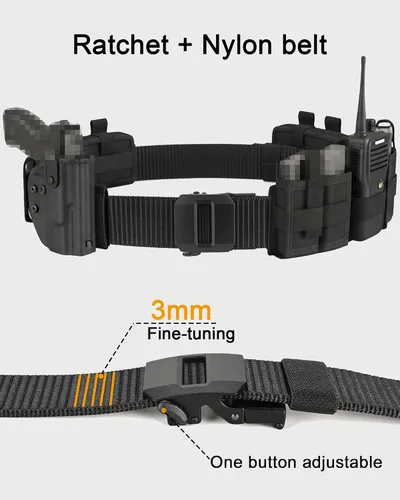 Vista 2 de EZL Men's Ratchet Tactical Belt, 1.5" Nylon Web Work Belt with Automatic Slide Buckle, Adjustable Trim to Fit