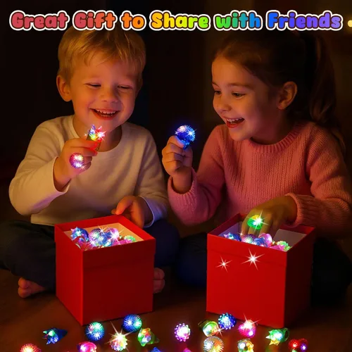 Vista 5 de LovesTown 24 anillos iluminados, recuerdos de fiesta para niños, 6 estilos que brillan en la oscuridad, suministros de fiesta para bolsas
