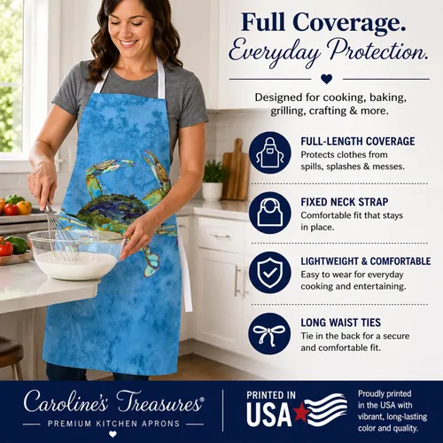 Vista 3 de Caroline's Treasures 8656APRON - Delantal de cangrejo para cocinar, hornear, manualidades, jardinería para adultos, mujeres y hombres, unisex