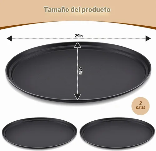 Vista 3 de FillTouch 2 bandejas ovaladas para servir restaurante, 24 x 29 pulgadas Negro