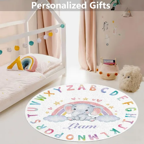 Vista 7 de Alfombra de juego para bebé con nombre personalizado: alfombra de área personalizada con diseño del alfabeto para bebé, niña y niño, alfombra