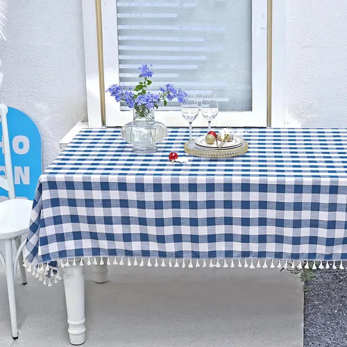 Vista 12 de Midsummer Breeze - Mantel a cuadros cuadrado de mezcla de algodón y colección Gingham, ideal para cocina, restaurante, casa de campo, decoración
