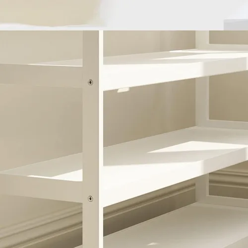 Vista 7 de Zapatero para zapatos, zapatero de pie independiente, zapatero simple zapatero multicapa para el hogar, porche económico de madera maciza