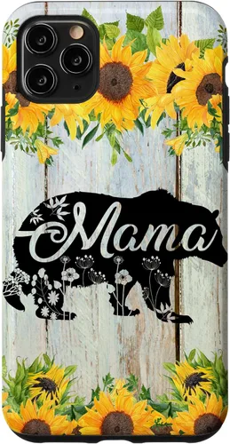 Vista 13 de Mama Bear Rustic Woodgrain Sunflowers Farmhouse Country Mom Case for iPhone 17