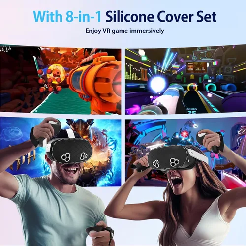 Vista 6 de 8-in-1 Silicone Cover Set for Meta Quest 3s Accessories, Juylay VR Protective Cover Accessories for Oculus Quest 3S with Facial Interface, Shell
