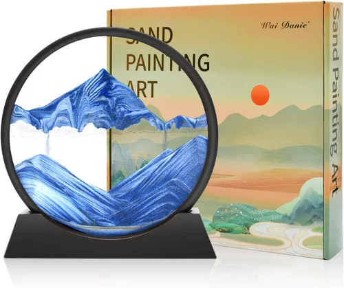 Vista 13 de Wai Danie Imagen artística de arena en movimiento 3D, reloj de arena de mar profundo, paisaje de arena líquida, marco de arena que fluye relajante