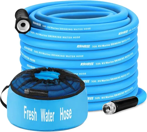 Vista 14 de Kohree Manguera de agua para autocaravana de 5/8 pulgadas x 15 pies, manguera de agua potable prémium con diseño sin torceduras, sin fugas, ligera