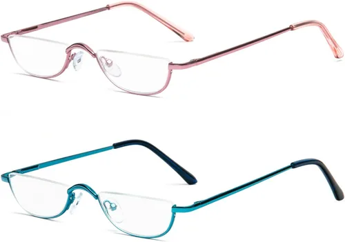 Vista 16 de Gafas de Lectura de Media Montura - 4 Pares de Gafas con Marco de Metal de Media Montura con Bisagra de Resorte Lectores para Hombres y Mujeres