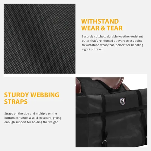 Vista 3 de Harrison Howard Robusto seguro versátil sobre la bocina contorneado sin rebote diseño alforja alforja bolsas portador Western Saddle Bag Negro