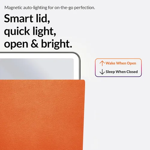 Vista 7 de Espejo de maquillaje de viaje con luces, espejo de tocador iluminado, 9 pulgadas, naranja cósmico