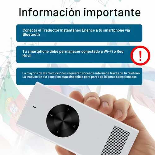 Vista 2 de Enence Dispositivo traductor de idiomas PRO, traducción de voz en tiempo