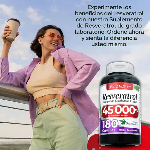 Vista 4 de FITO MEDIC'S Laboratorio Resveratrol Suplemento de resveratrol 180 cápsulas