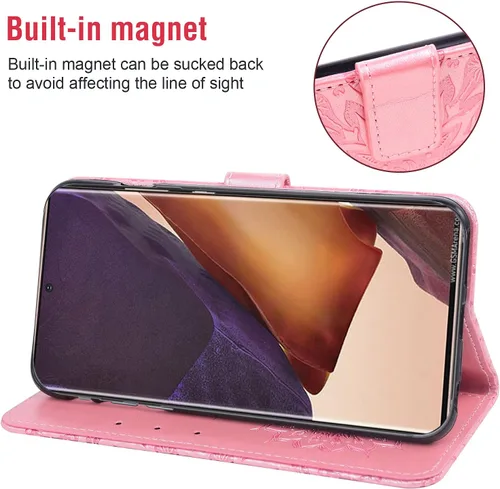 Vista 4 de Funda para teléfono Samsung Galaxy Note 20 Ultra Glaxay Note20 Plus 5G con protector de pantalla de vidrio templado, funda delgada de cuero con Oro