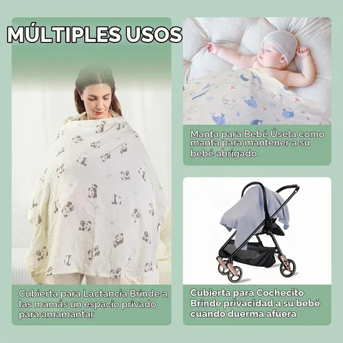 Vista 6 de ANYEDDE Paquete de 2 fundas de lactancia de muselina para lactancia materna, fundas transpirables para lactancia materna con cuello de arco, funda