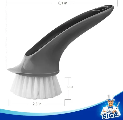 Vista 3 de MR.SIGA Cepillo de limpieza para ollas y sartenes, cepillo de platos para cocina, paquete de 2 Negro & gris