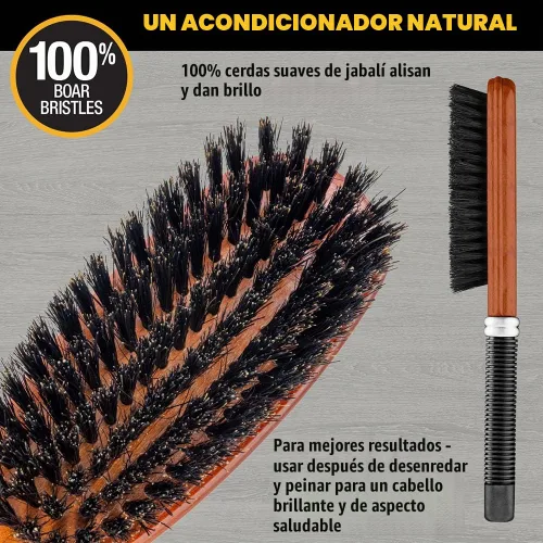 Vista 3 de Conair Cepillo de cerdas de jabalí multiusos - Cepillo para el cabello - Cepillo para el cabello para hombres y mujeres - Marrón